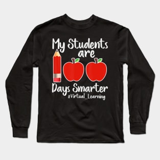 100th Day Of School Gift for Teacher Virtual Learning Gifts Long Sleeve T-Shirt